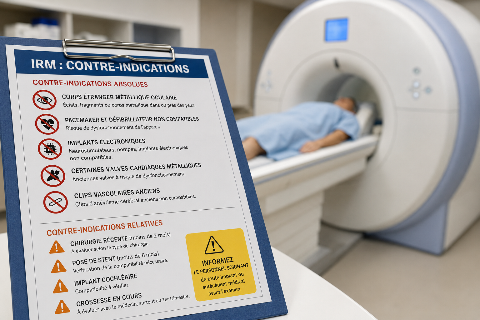IRM contre-indications : pacemaker, implants et grossesse