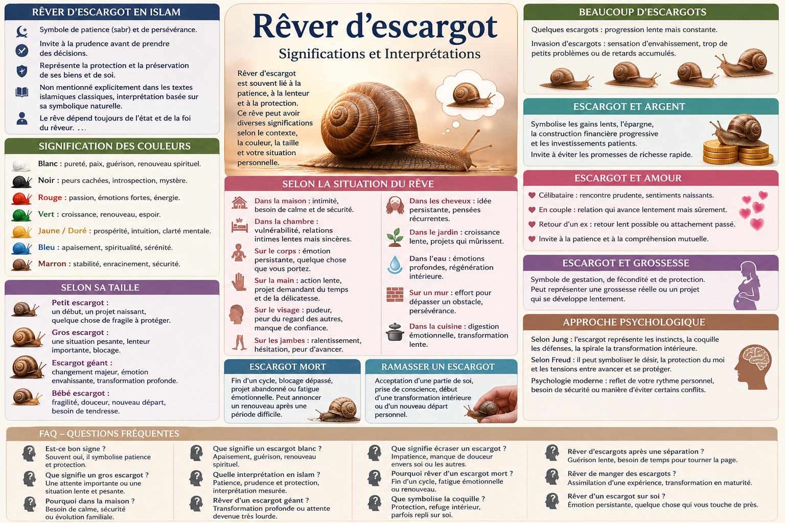 Rêver d’escargot : signification, interprétations et messages cachés du rêve