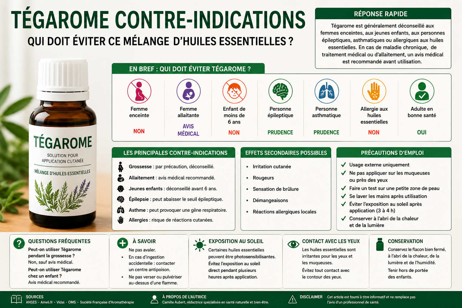 Tégarome contre-indications : qui doit éviter ce mélange d’huiles essentielles ?