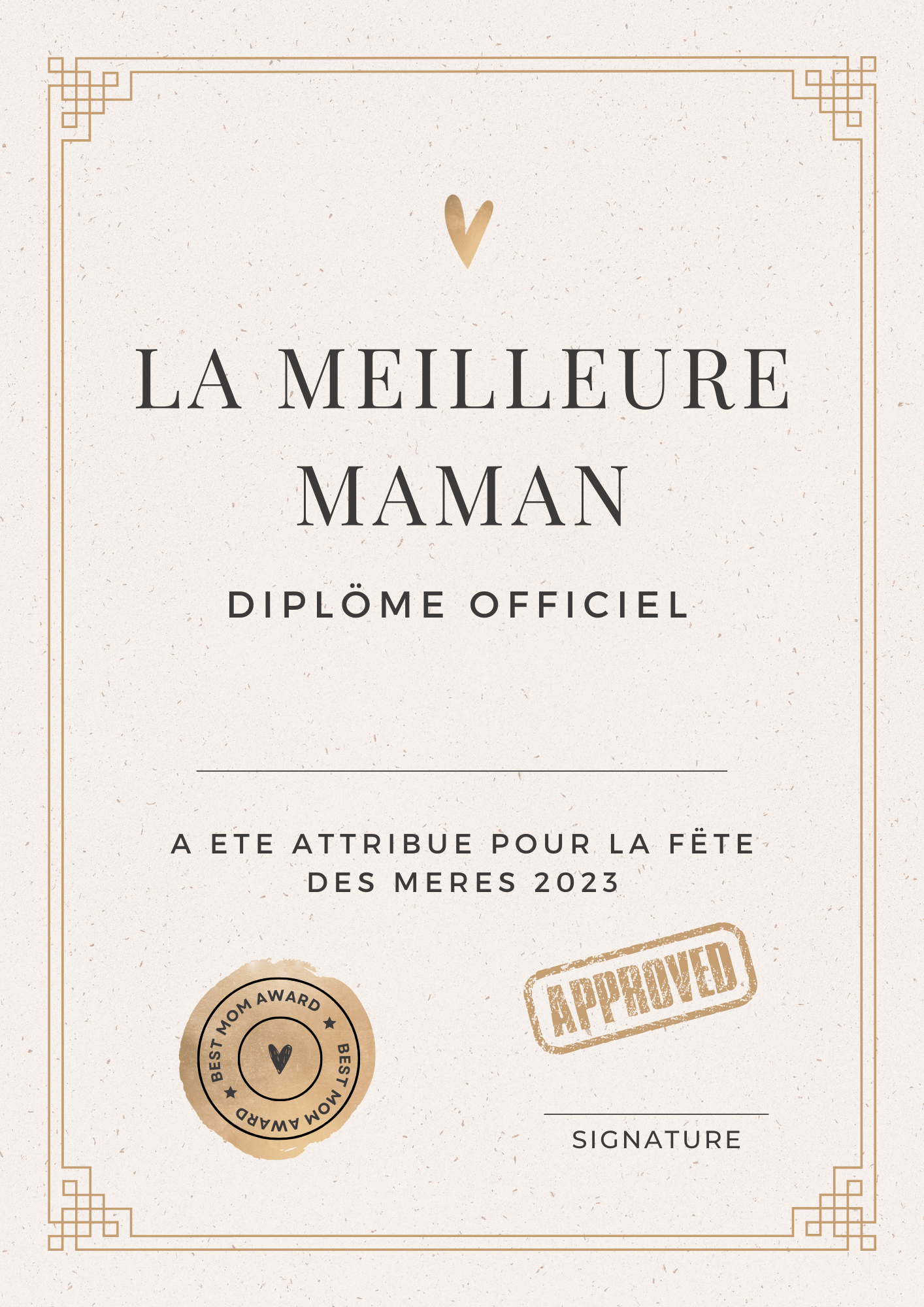 diplome de la meilleure maman