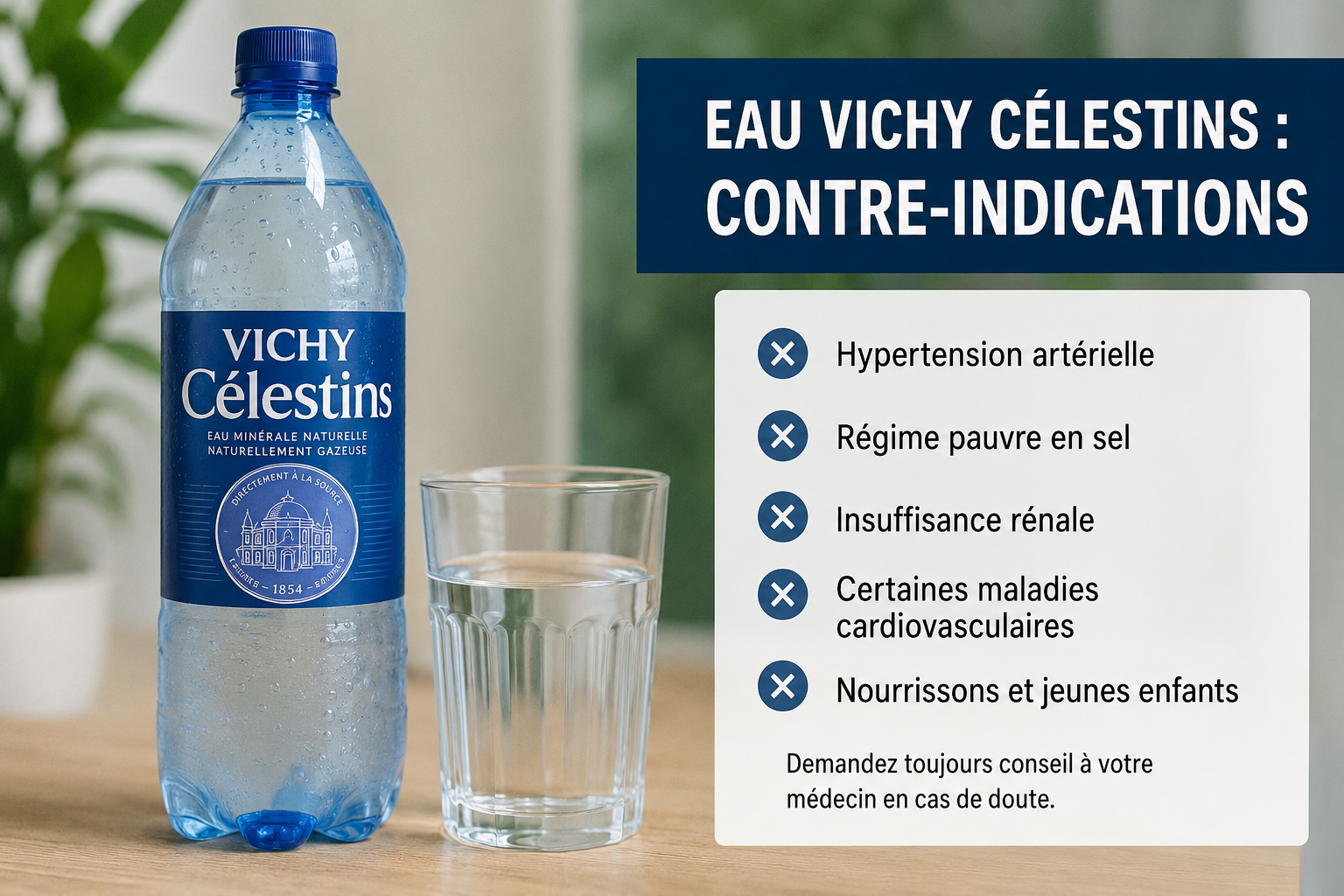 Eau Vichy Célestins : contre-indications, dangers potentiels et précautions à connaître